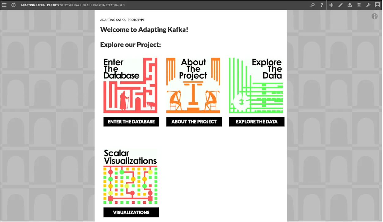 Screenshot of the prototype of the Adapting Kafka Scalar site.